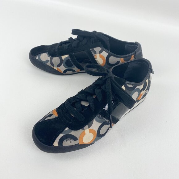 COACH Women's Paxton Sateen Black Orange Gray Sneakers size 8M - Picture 3 of 10